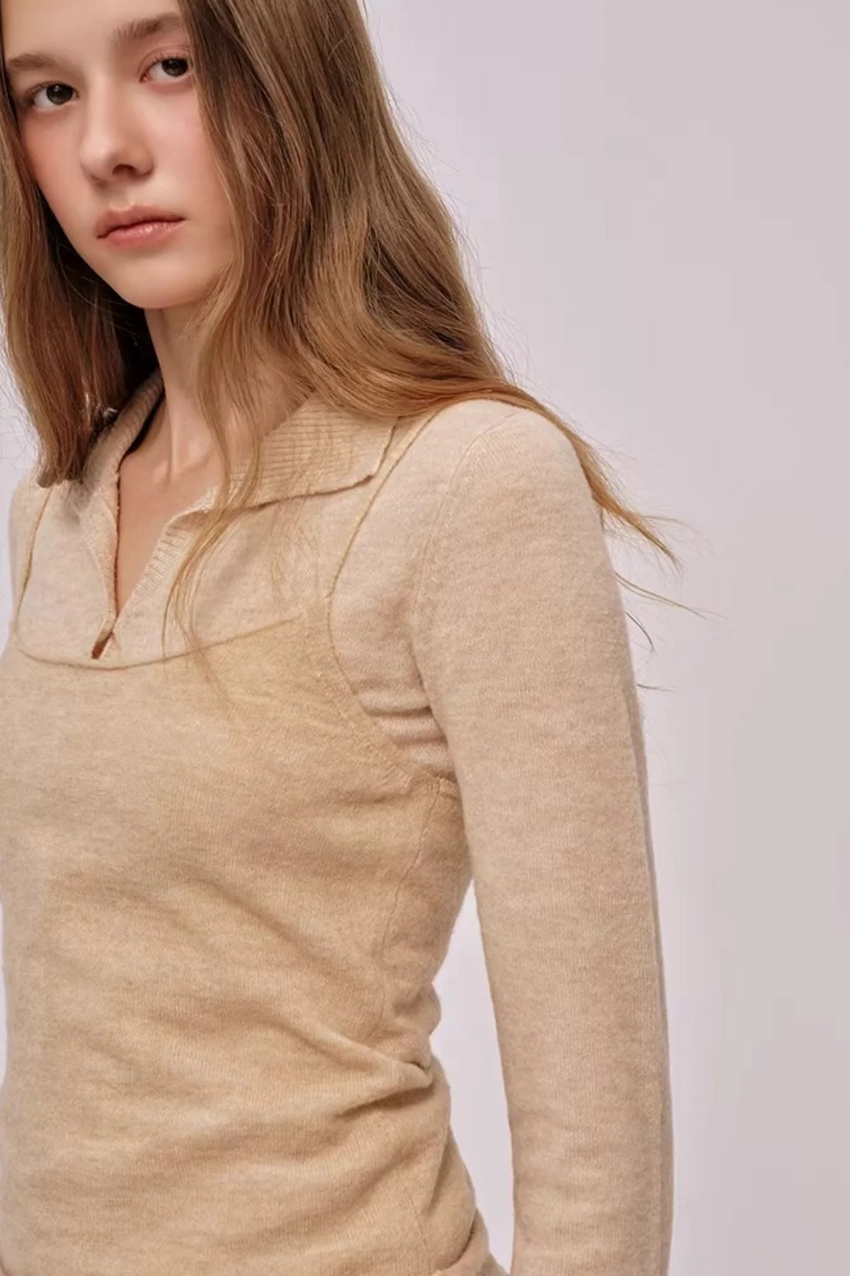 Doll Collar Knitted Cardigan Set-Up