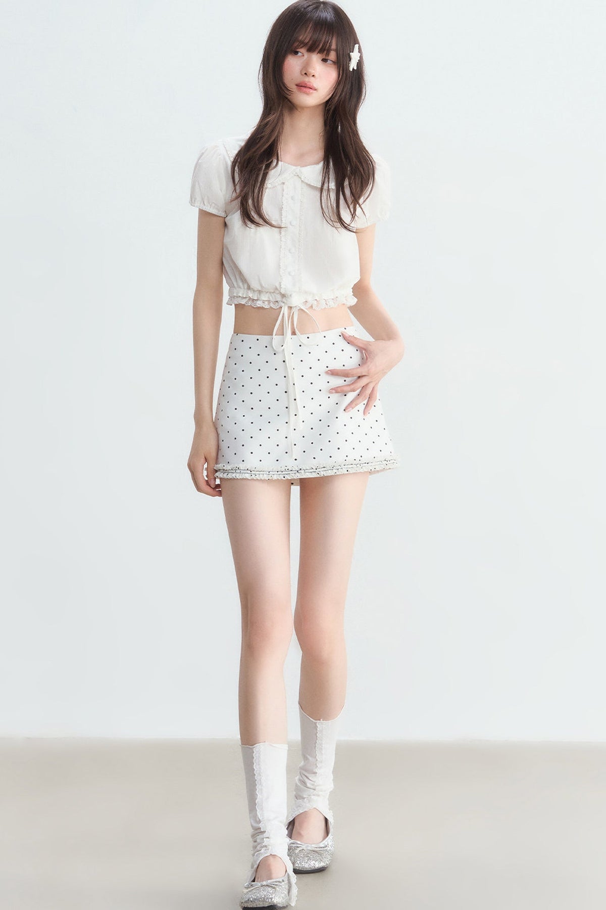 Doll Collar Lace Puff Sleeve Blouse