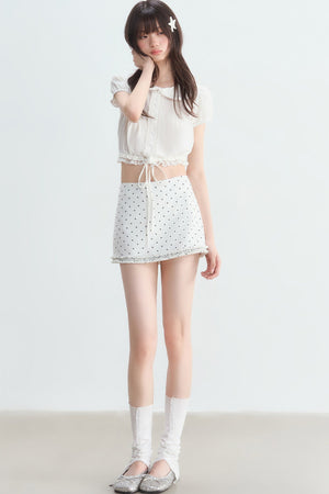 Doll Collar Lace Puff Sleeve Blouse