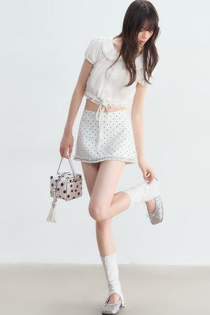 Doll Collar Lace Puff Sleeve Blouse