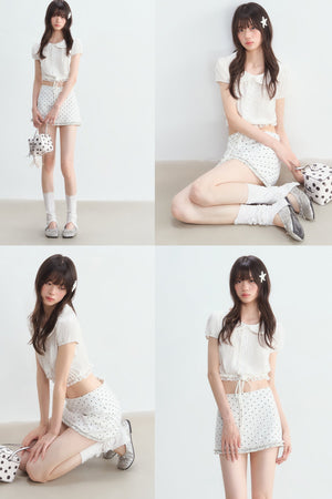 Doll Collar Lace Puff Sleeve Blouse