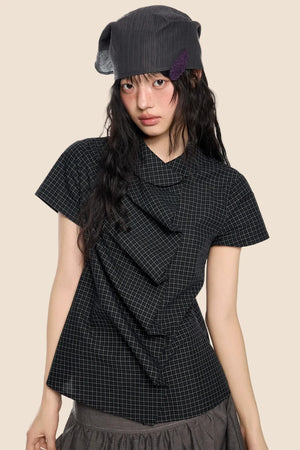 Doll Collar Plaid Blouse