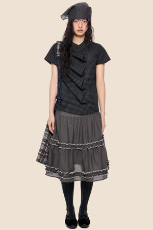 Doll Collar Plaid Blouse