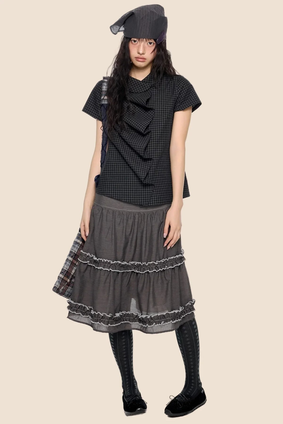 Doll Collar Plaid Blouse