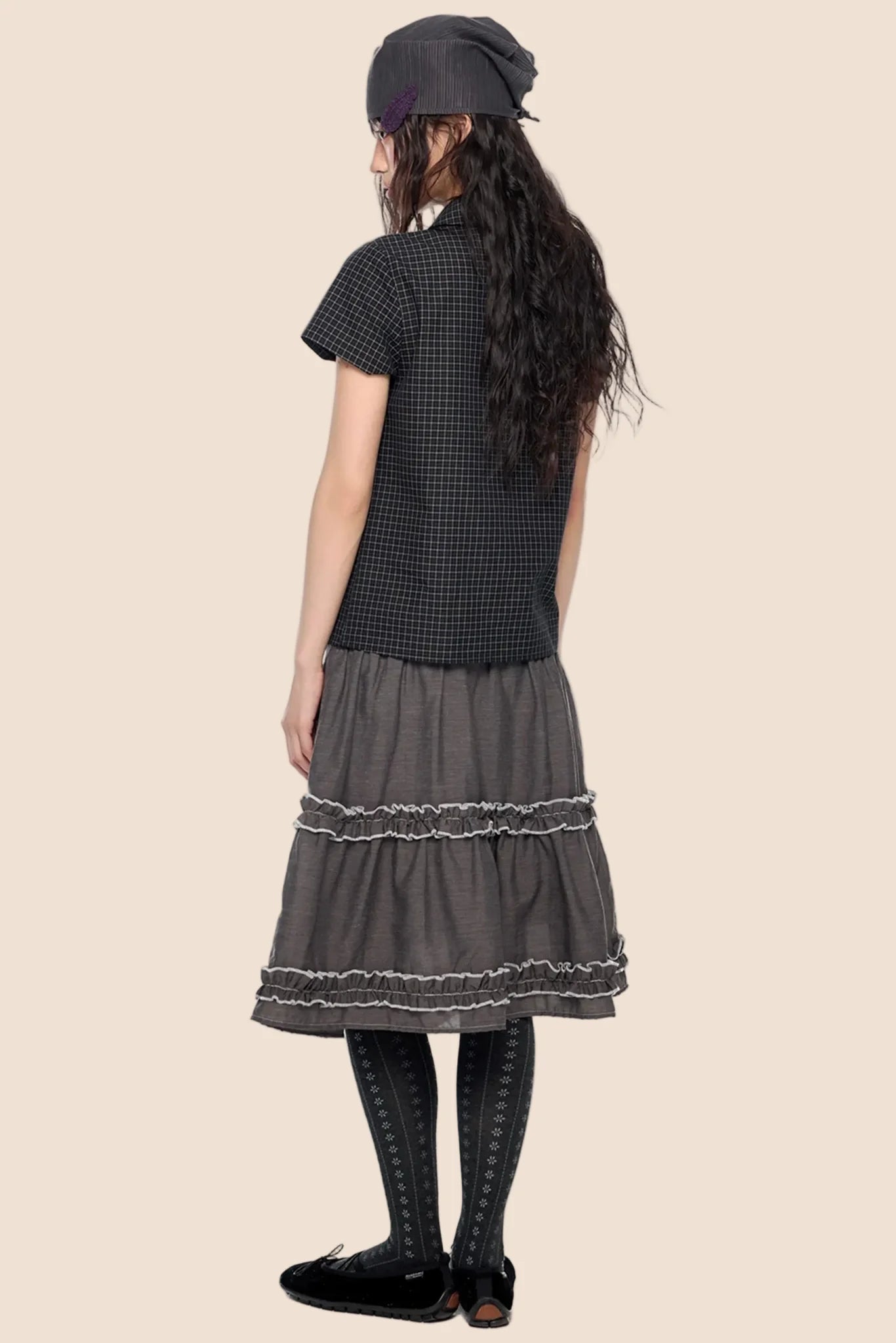 Doll Collar Plaid Blouse