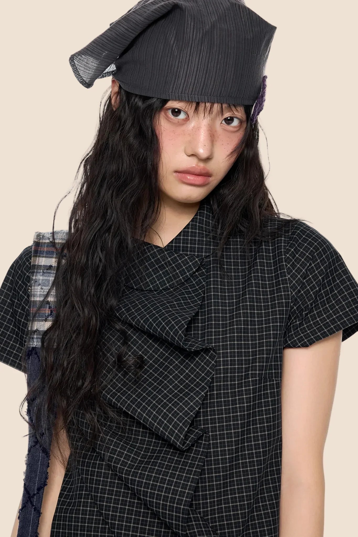 Doll Collar Plaid Blouse