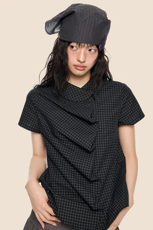 Doll Collar Plaid Blouse