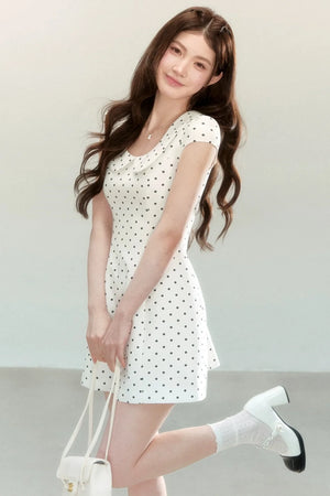 Doll Collar Polka Dot A-Line Dress