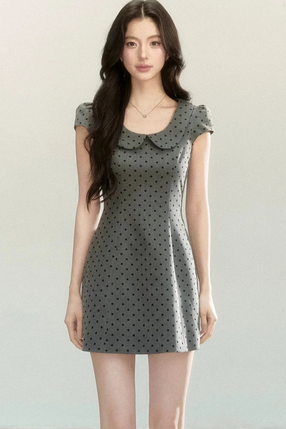 Doll Collar Polka Dot A-Line Dress