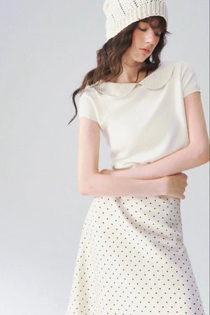 Doll Collar Short Sleeve Knit Top