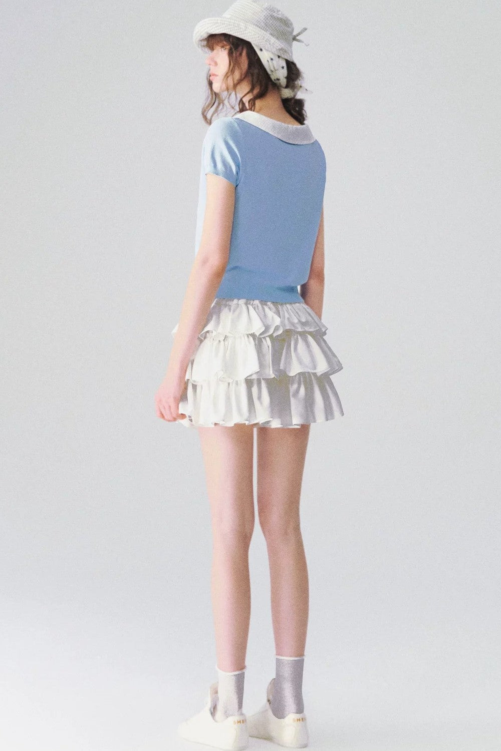 Doll Collar Short Sleeve Knit Top