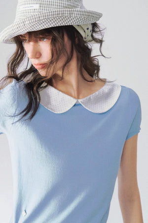 Doll Collar Short Sleeve Knit Top