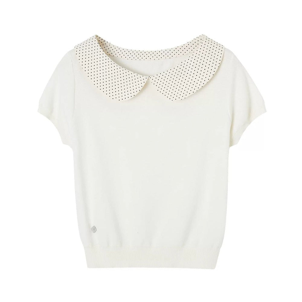 Doll Collar Short Sleeve Knit Top