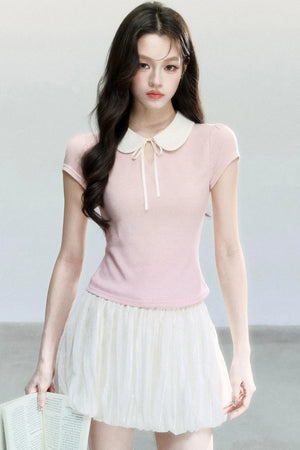 Doll Collar Short Sleeve Top