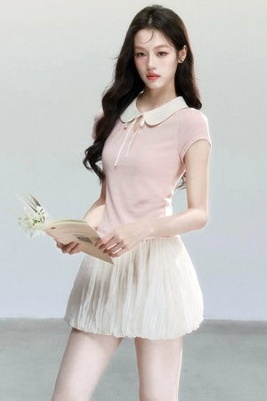 Doll Collar Short Sleeve Top