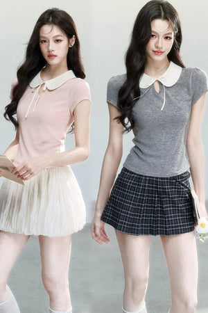 Doll Collar Short Sleeve Top