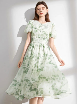 Doll Puff Sleeve Long Dress