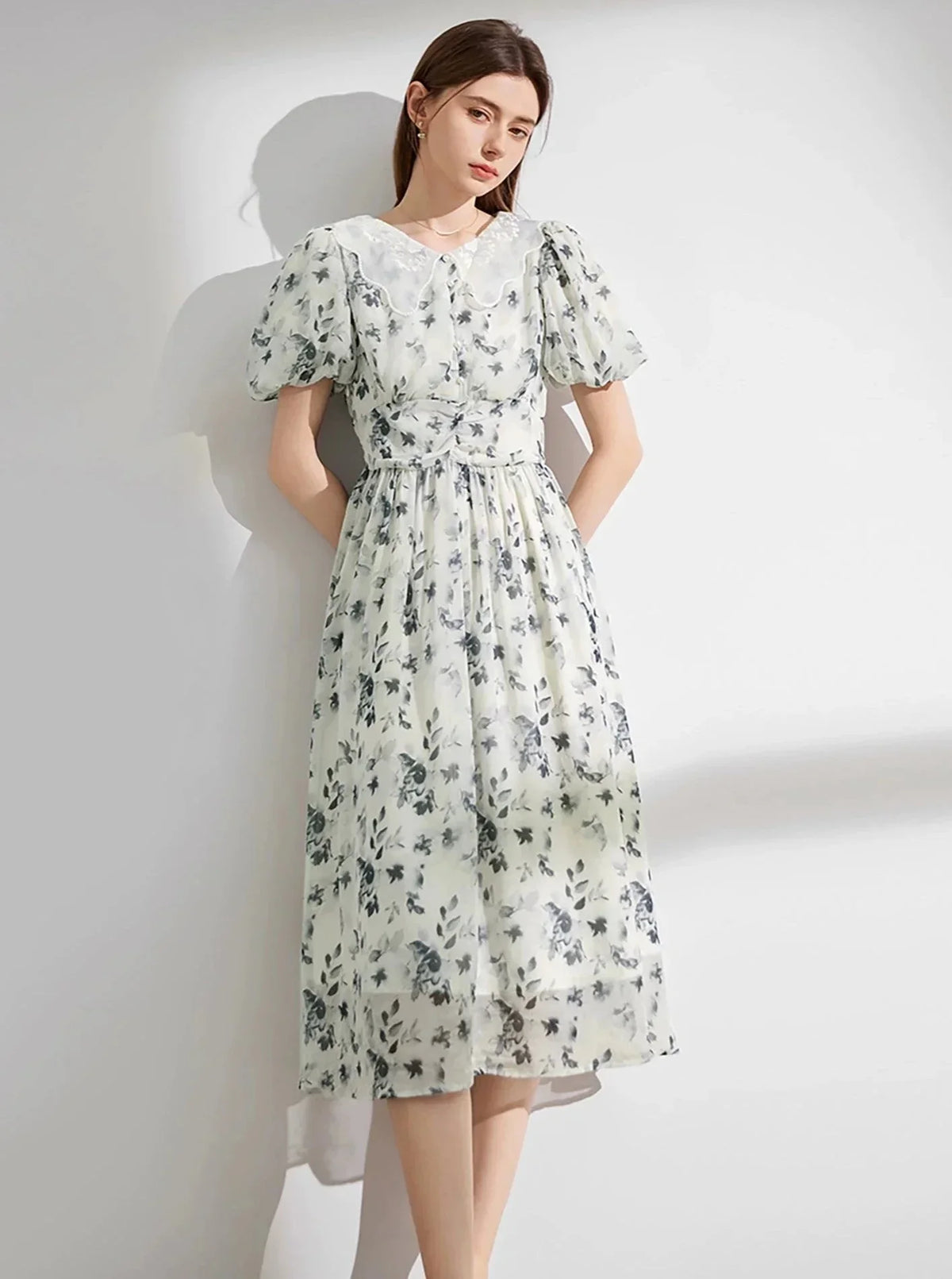 Doll Puff Sleeve Long Dress