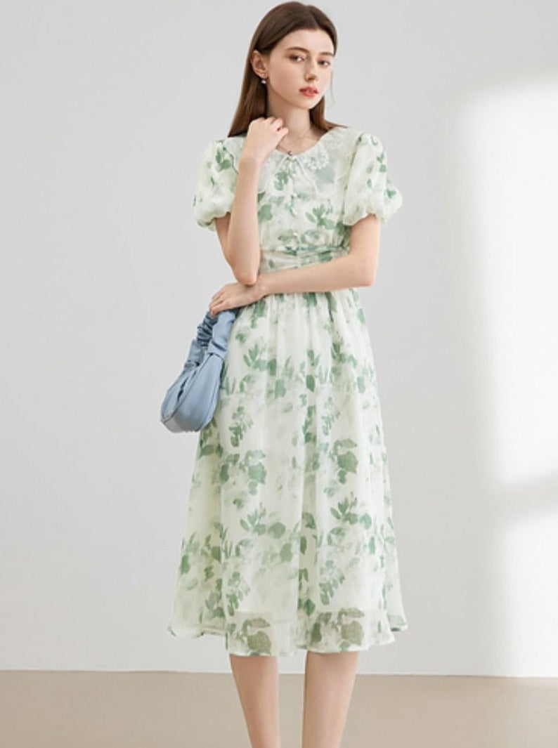 Doll Puff Sleeve Long Dress