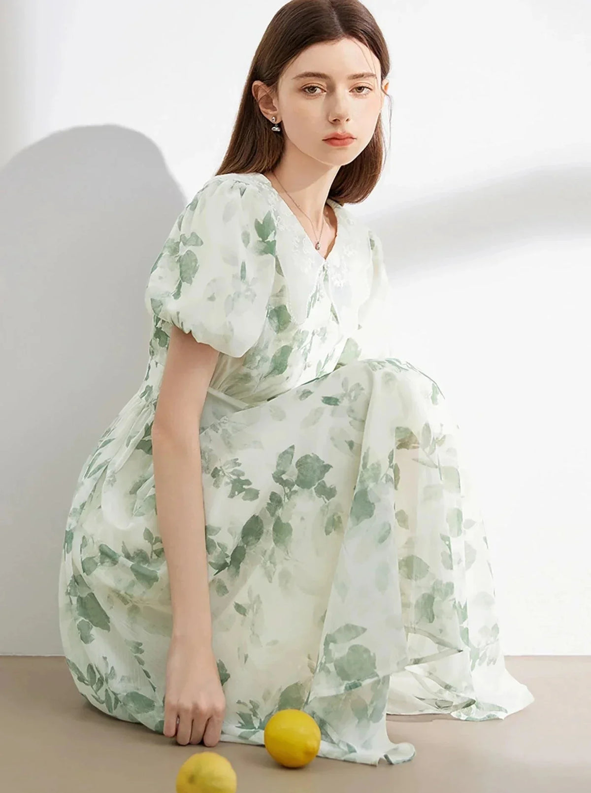Doll Puff Sleeve Long Dress