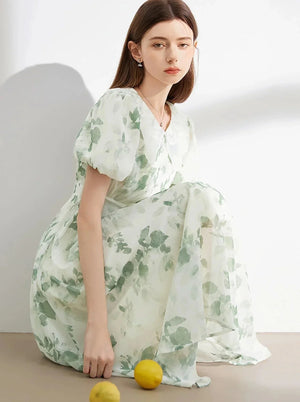 Doll Puff Sleeve Long Dress