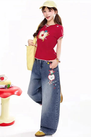 Dopamine Apple Print Top
