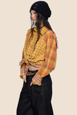 Dopamine Plaid Patchwork Shirt