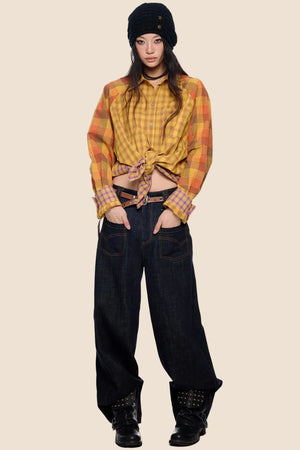 Dopamine Plaid Patchwork Shirt