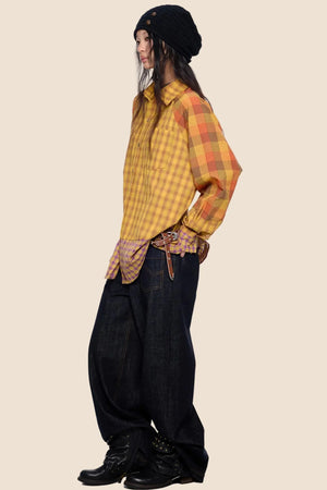 Dopamine Plaid Patchwork Shirt