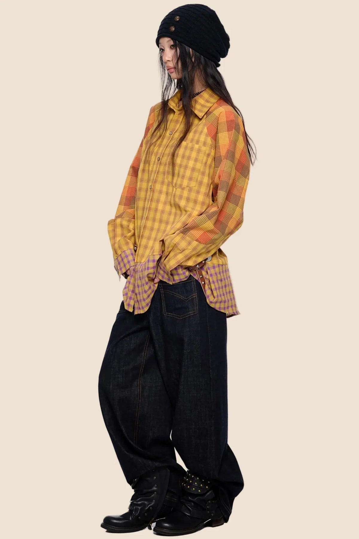 Dopamine Plaid Patchwork Shirt
