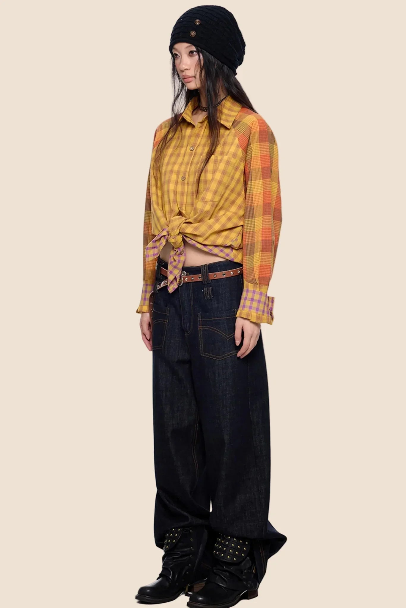 Dopamine Plaid Patchwork Shirt