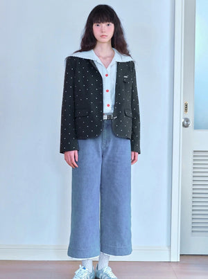 Dot Collarless Coat