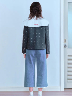 Dot Collarless Coat
