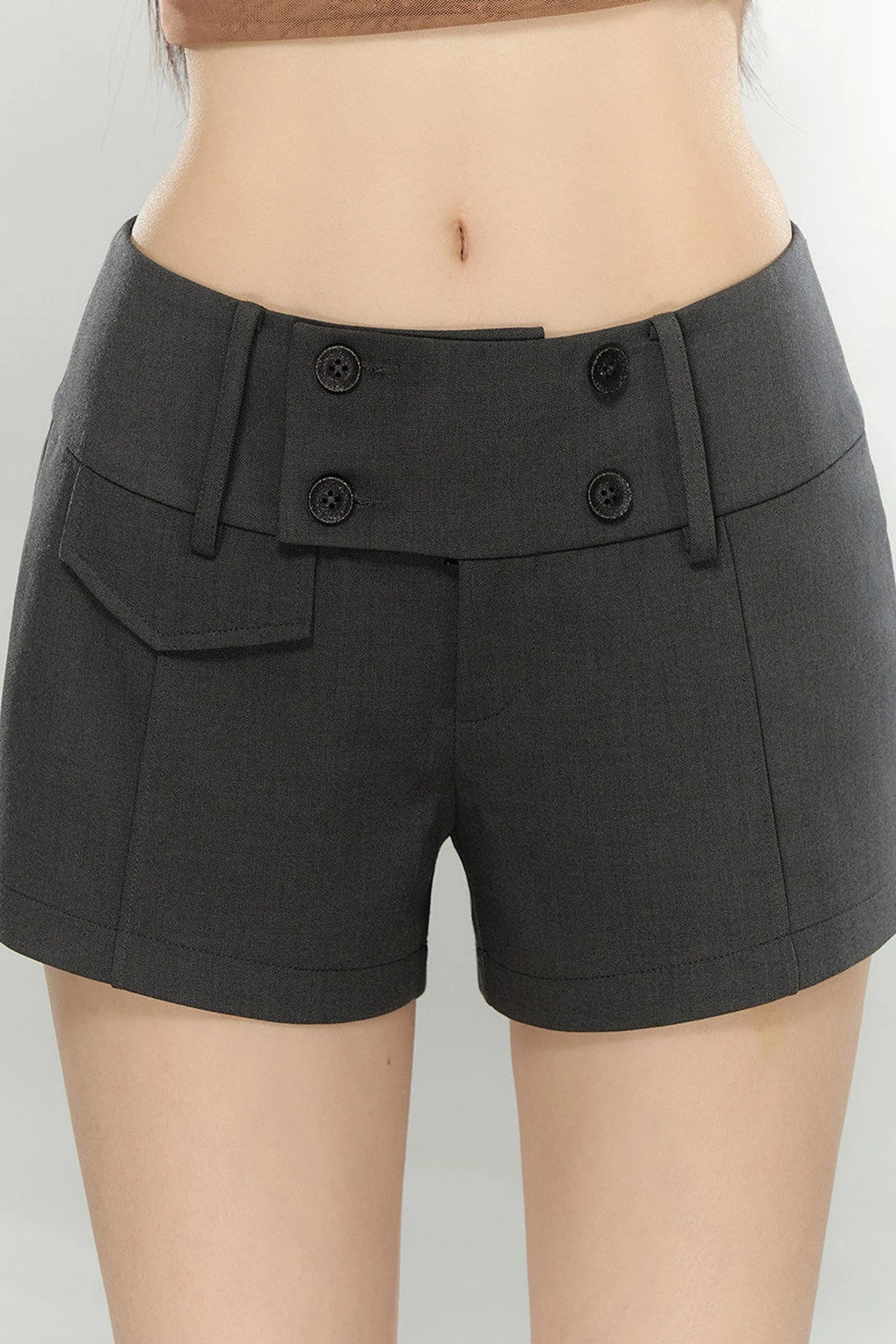 Double-Breasted Belted Shorts
