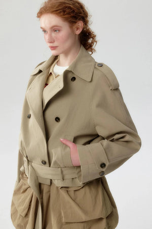 Double-Breasted Cropped Trench Coat