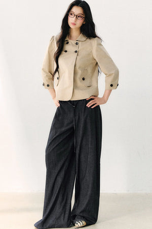 Double-Breasted Doll Collar Top