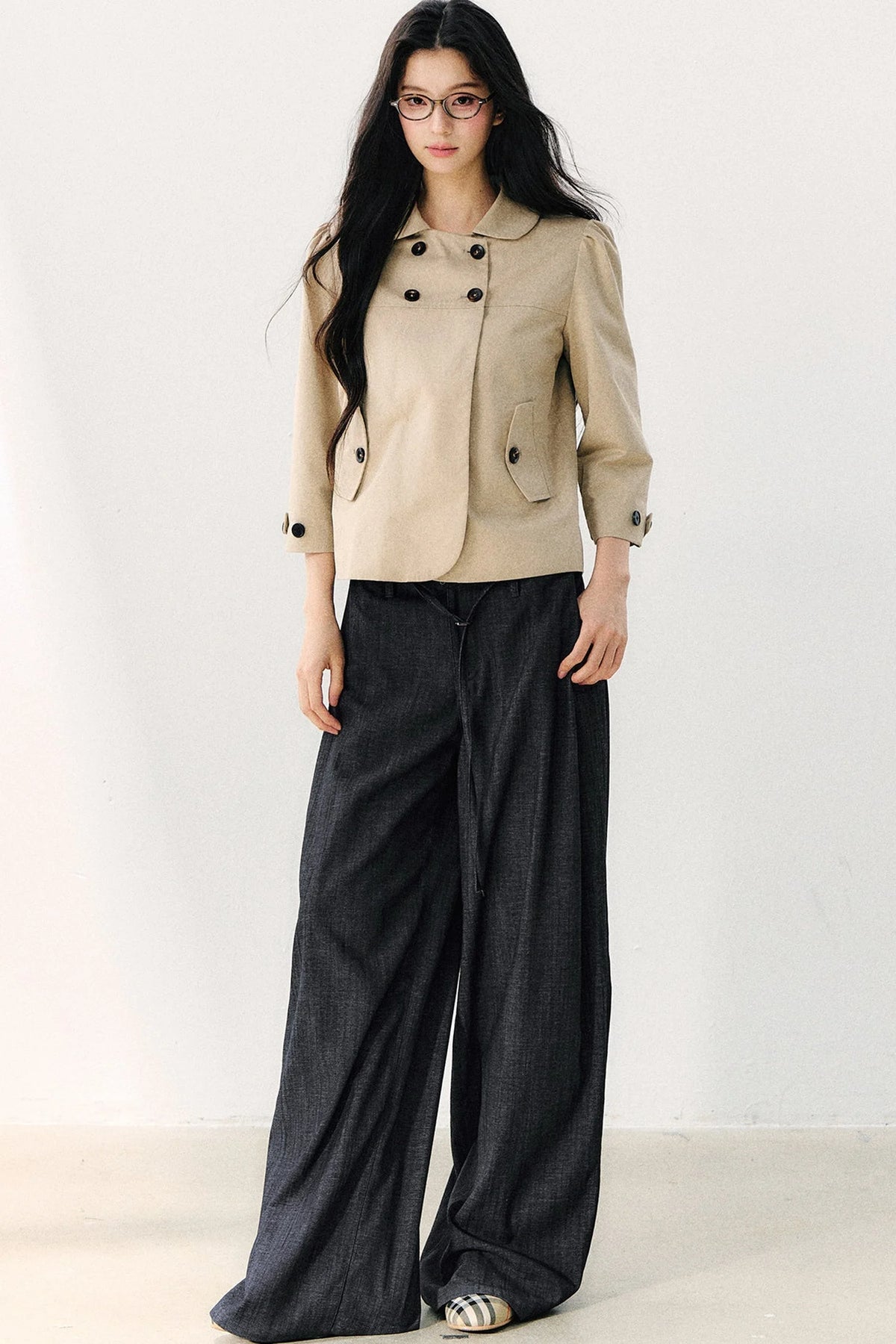 Double-Breasted Doll Collar Top