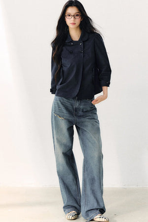 Double-Breasted Doll Collar Top
