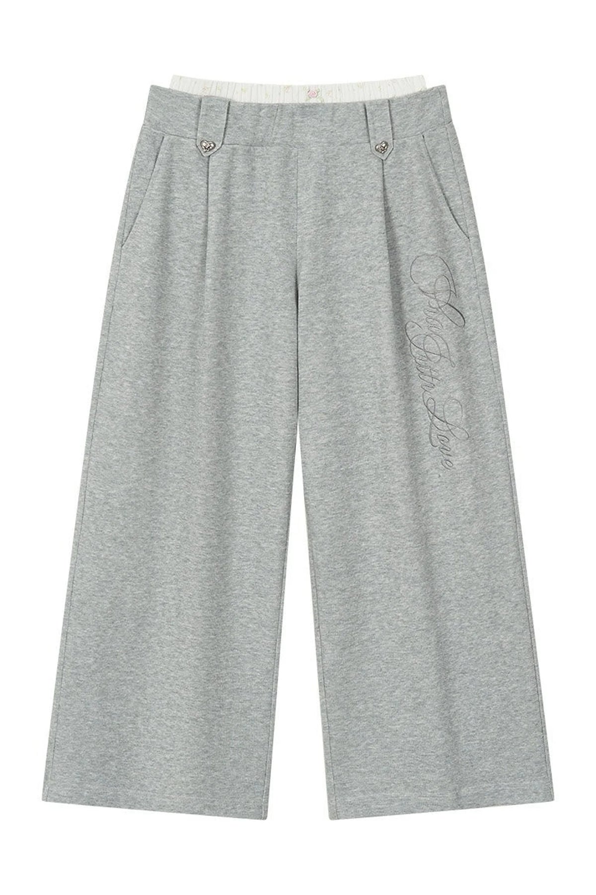 Double-Breasted Hooded Sweatshirt and Pants 3-Piece Set-Up