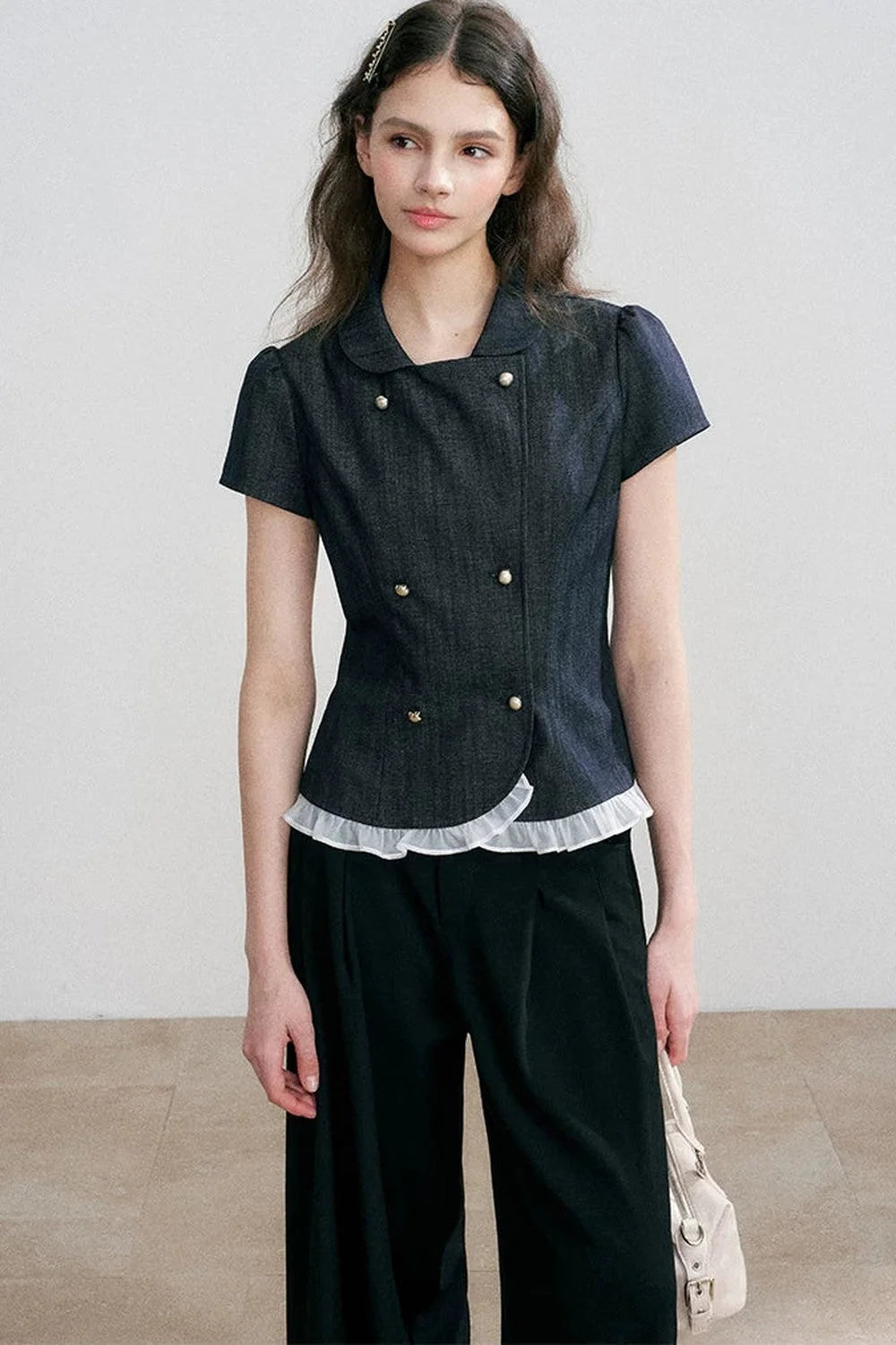 Double-Breasted Polo Top Set-Up