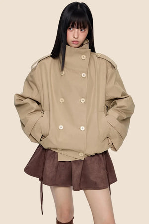Double-Breasted Retro Trench Coat