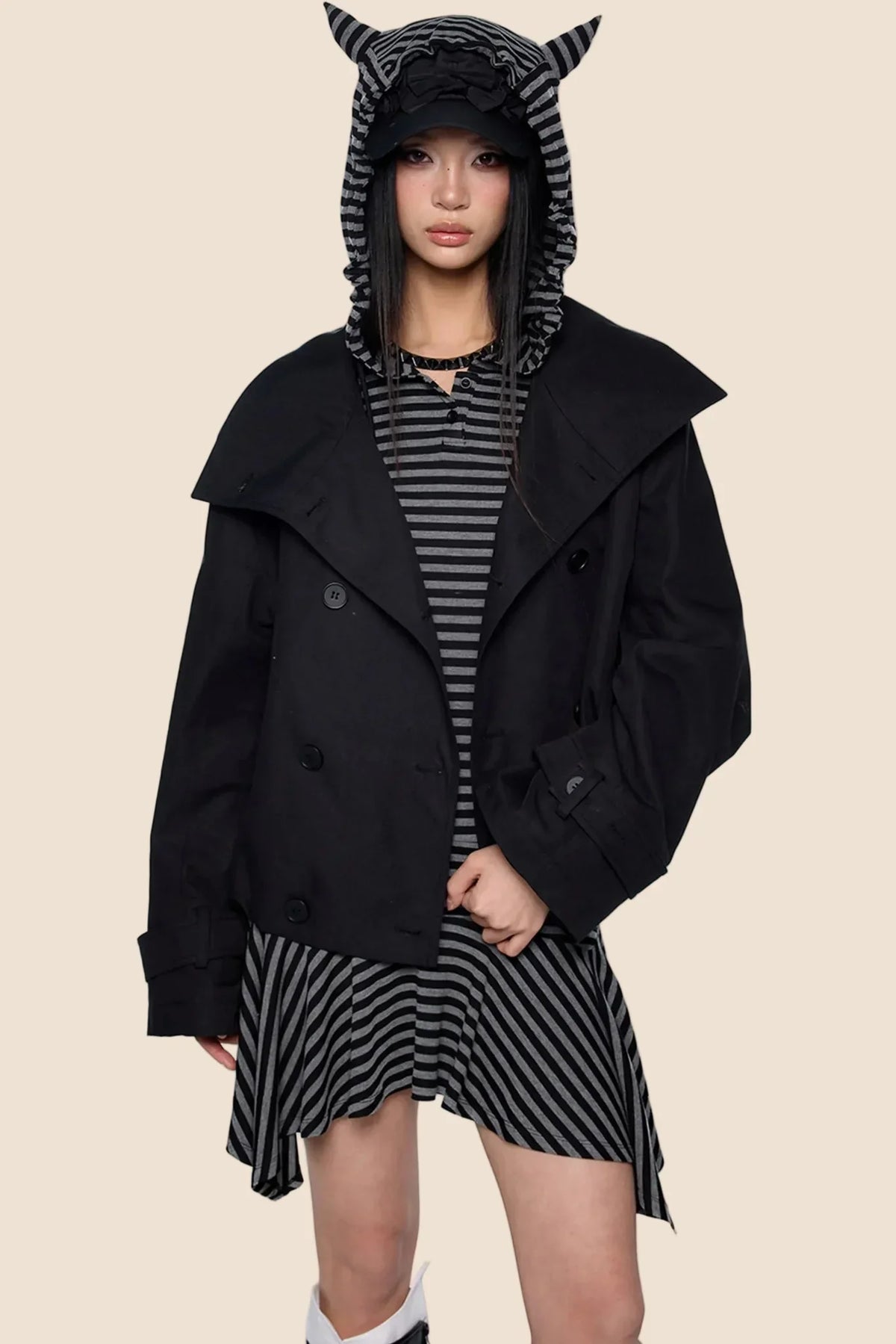 Double-Breasted Retro Trench Coat