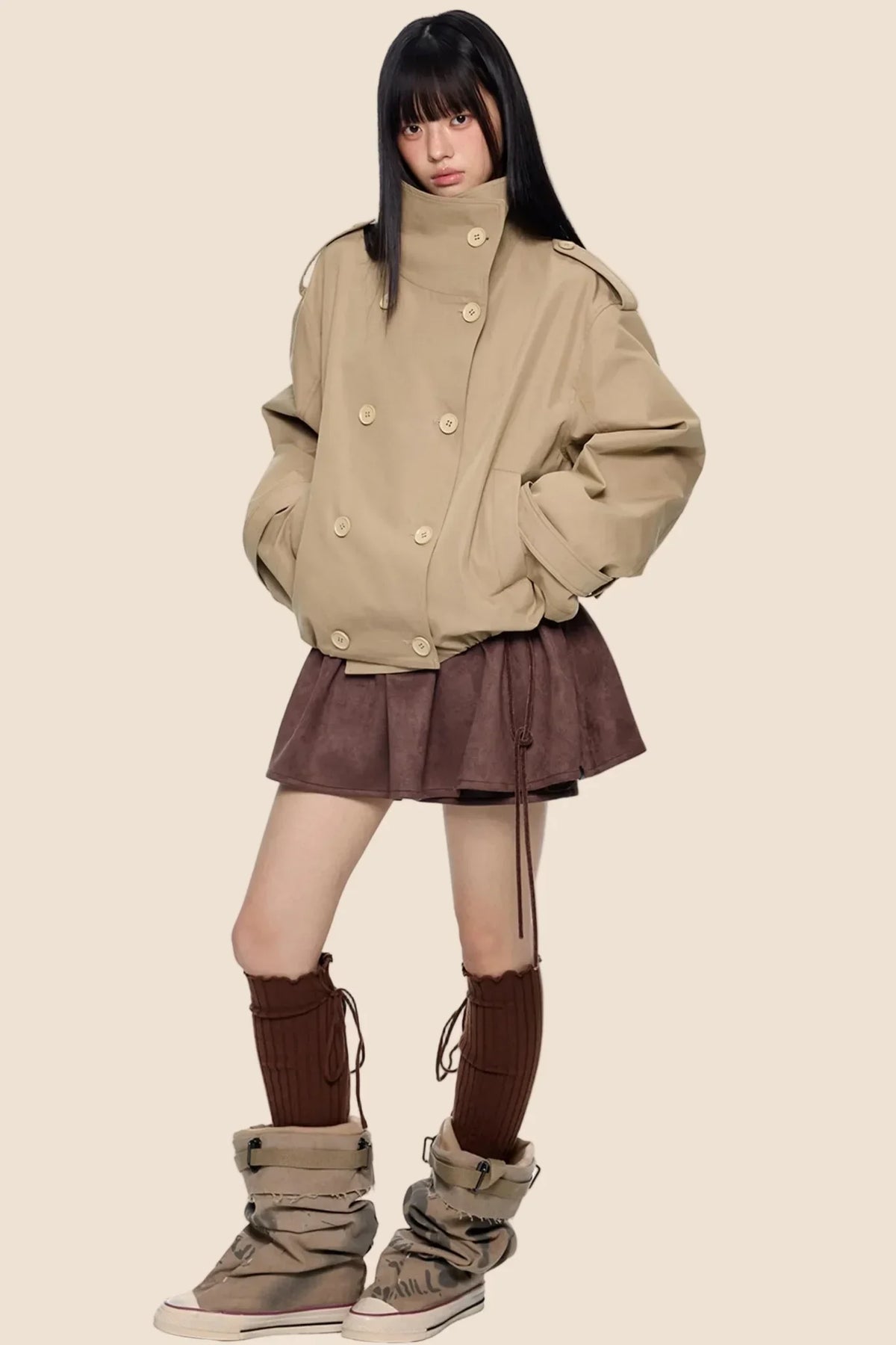 Double-Breasted Retro Trench Coat