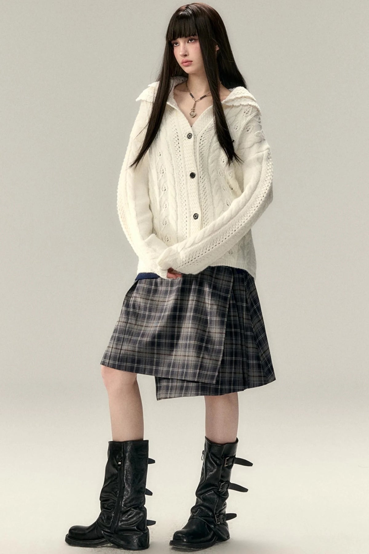 Double Collar Knit Cardigan
