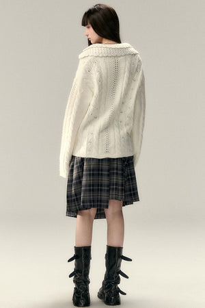 Double Collar Knit Cardigan