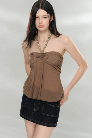 Double-Layer Mesh Halter Top