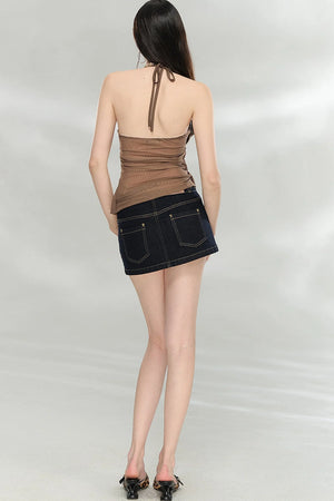 Double-Layer Mesh Halter Top
