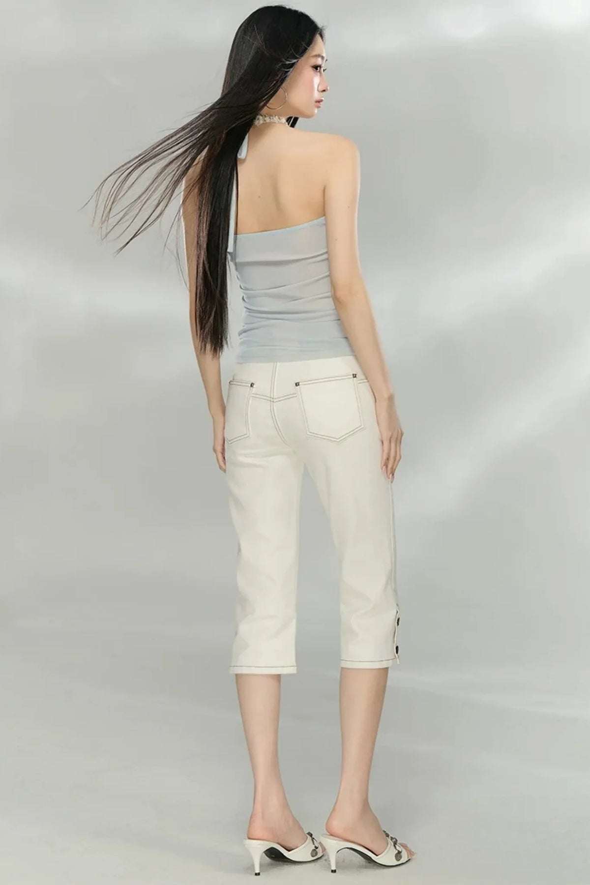 Double-Layer Mesh Halter Top