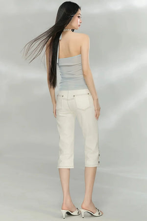Double-Layer Mesh Halter Top