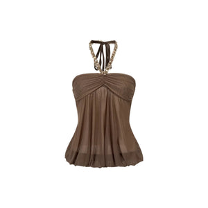 Double-Layer Mesh Halter Top